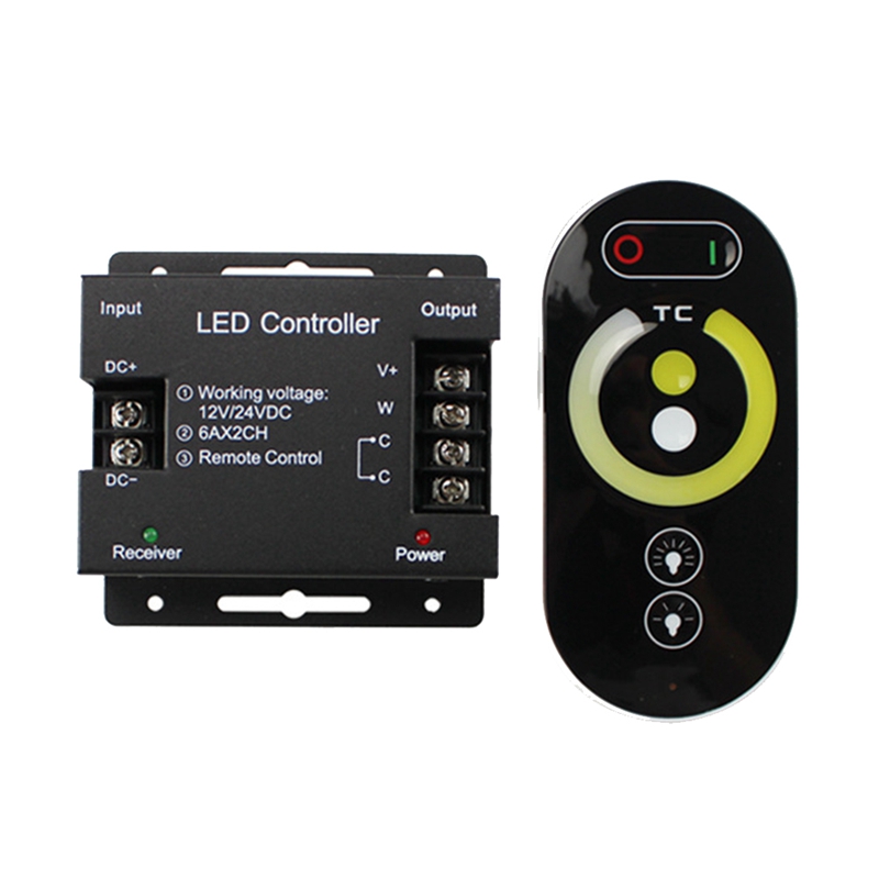 Dc12-24v led strip light rf touch remote controller dimmer for 5050 tape lights adjust brightness