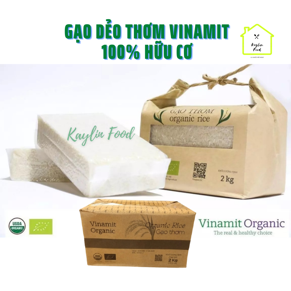 Gạo thơm hữu cơ Vinamit Organic 2kg hương vị dẻo thơm thumbnail