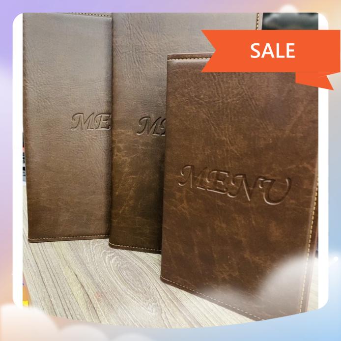 Menu bìa da cao cấp màu nâu,đen khổ A4-a5-trung-Menu bìa trong 2 lá 4 mặt-4 lá 8 mặt