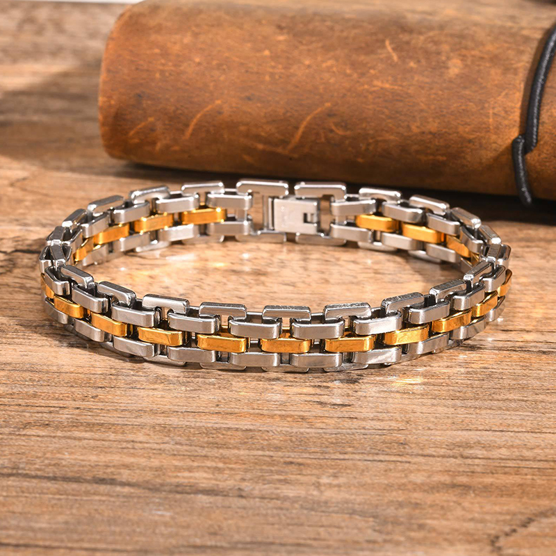 Trendy Thick Masculine Watch Band Link Bracelets For Men Stainless