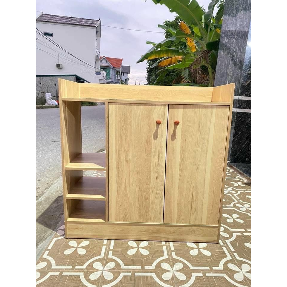 Tủ để giày cánh xẻ 3 ngăn tầng phụ, mẫu mới phong cách gỗ mdf đã qua xử lý