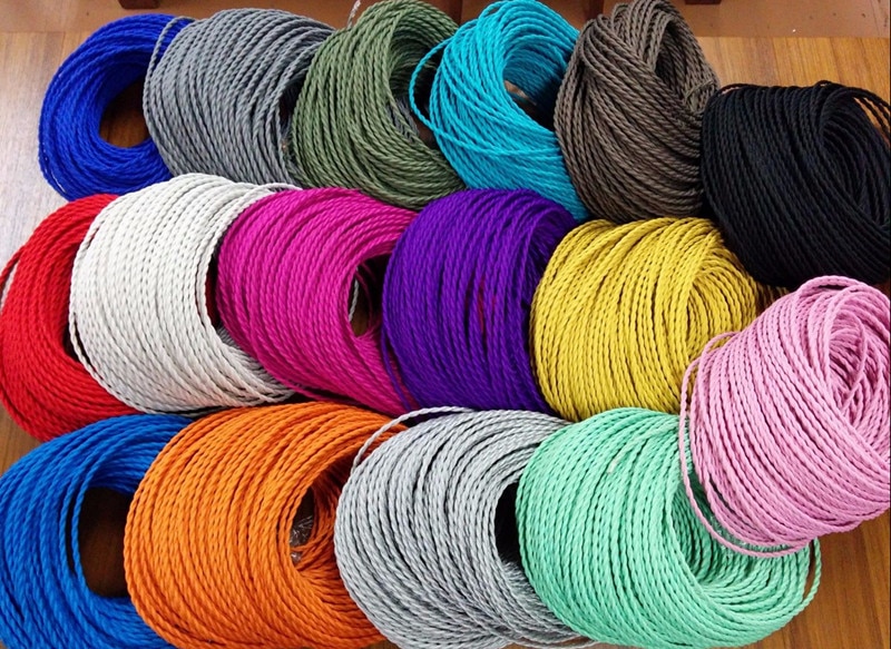 2X0.75 Vintage Electrical Rope Wire Twisted Cable Retro Braided Fabric Wire DIY Led Pendant Lamp Wire Vintage Lamp Cord