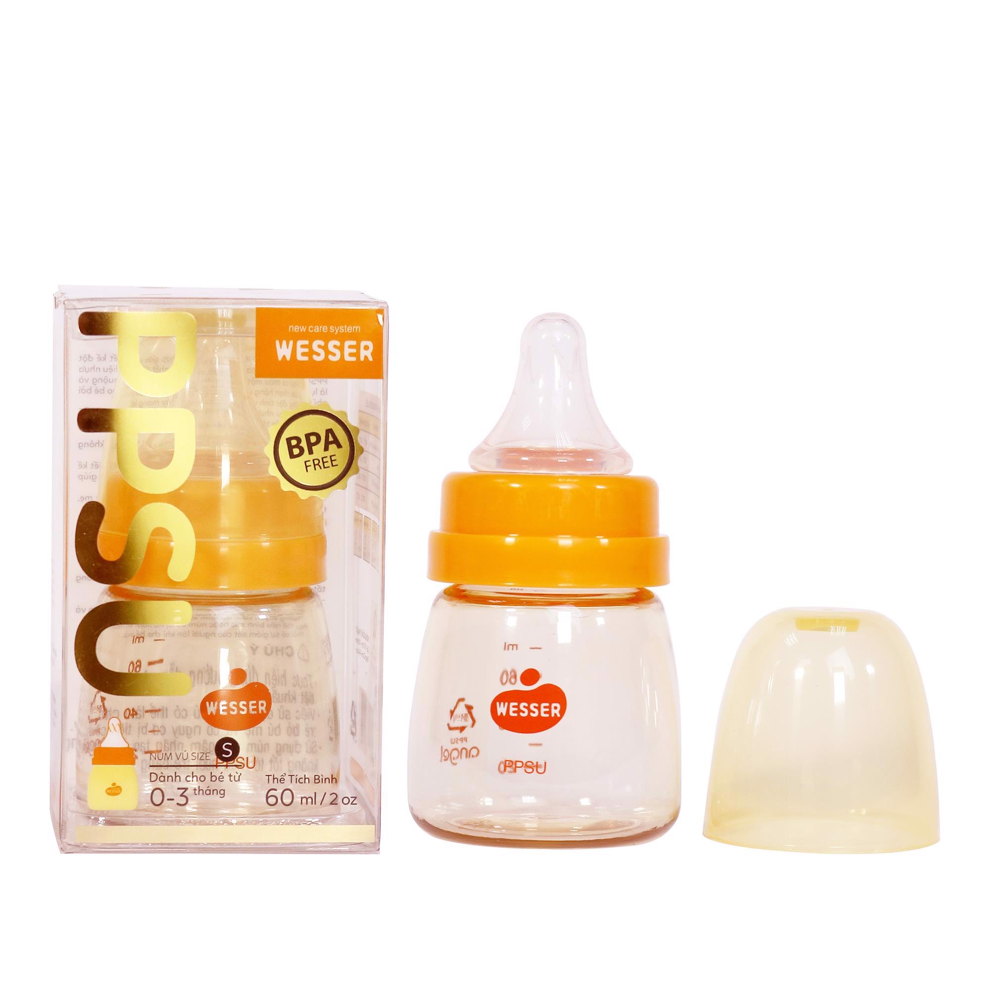 Bình Sữa Wesser PPSU Cổ Hẹp 60ml/140ml/250ml