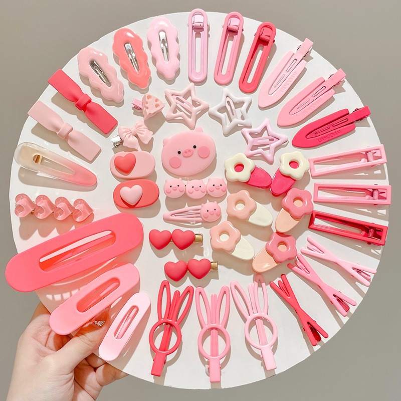 Set kẹp tóc heo hồng 19 món siêu xinh