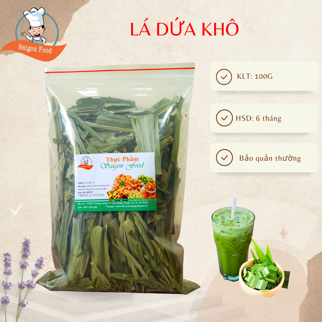 [HCM]LÁ DỨA (LÁ NẾP) SẤY KHÔ THƠM TỰ NHIÊN 100G