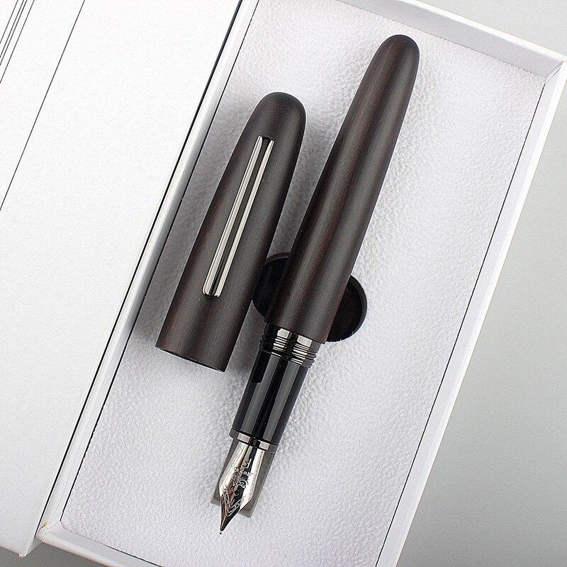 Luxury jinhao 9056 wood fountain pen black ebony fine 0.5mm/ bent nib 1.0mm stationery office supplies ink pens