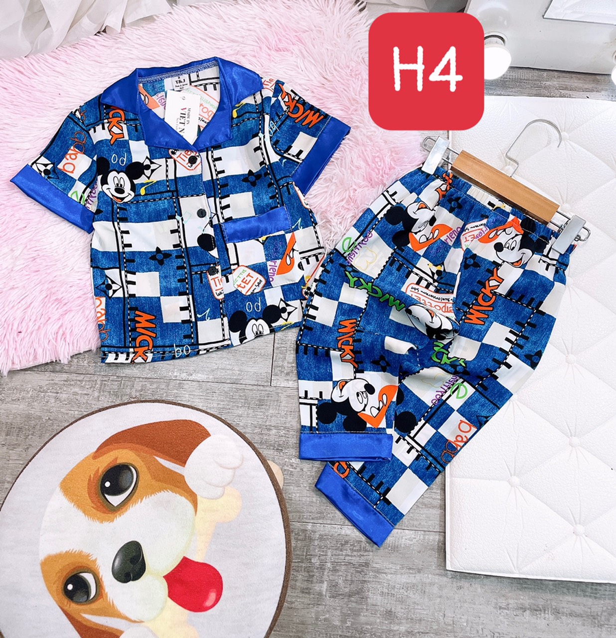 bộ pizama lụa cho bé 9-21kg