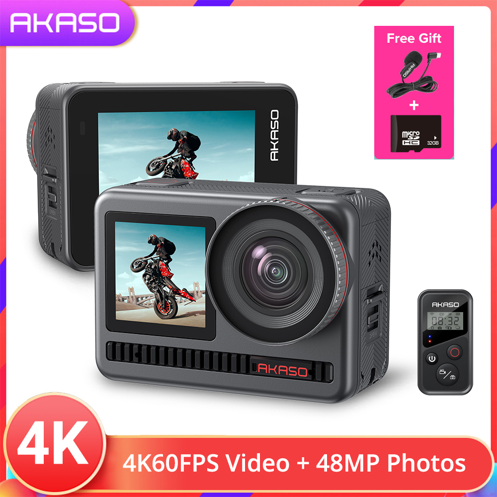 AKASO Brave 8 4K60FPS Action Camera, 48MP Photo Touch Screen Waterproof  Super Wide Angle 16x Slo-mo SuperSmooth Stabilization Underwater Camera  with