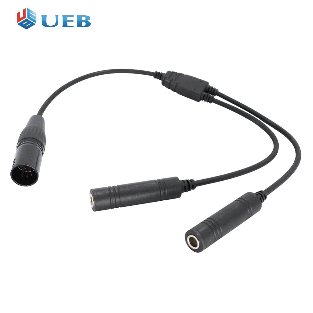 Ga dual plugs to airbus 5 pin xlr adapter black ga twin plugs to 5 pin xlr cable universal for aviation communication