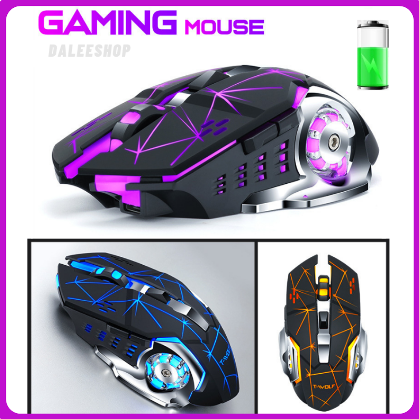 Chuột máy tính bluetooth gaming chuột không dây gaming pin sạc silent không tiếng ồn đèn led 7 màu BH 6 Tháng daleeshop Q13