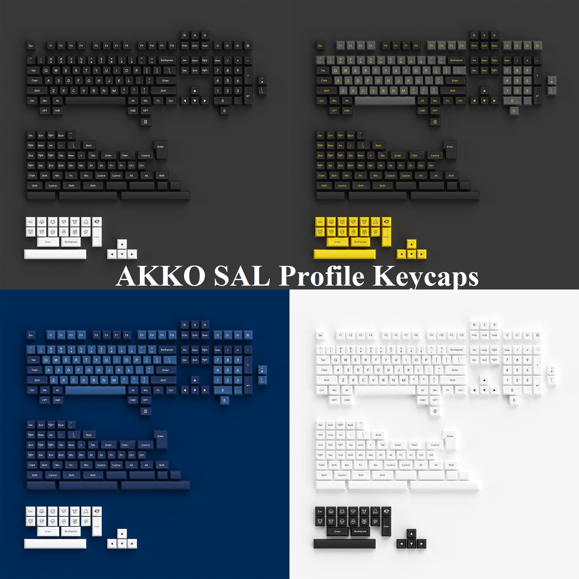 Bộ keycap AKKO Black on White I Black Gold I Ocean Star I White on Black  (ABS Double-Shot/ SAL profile/ 195 nút)