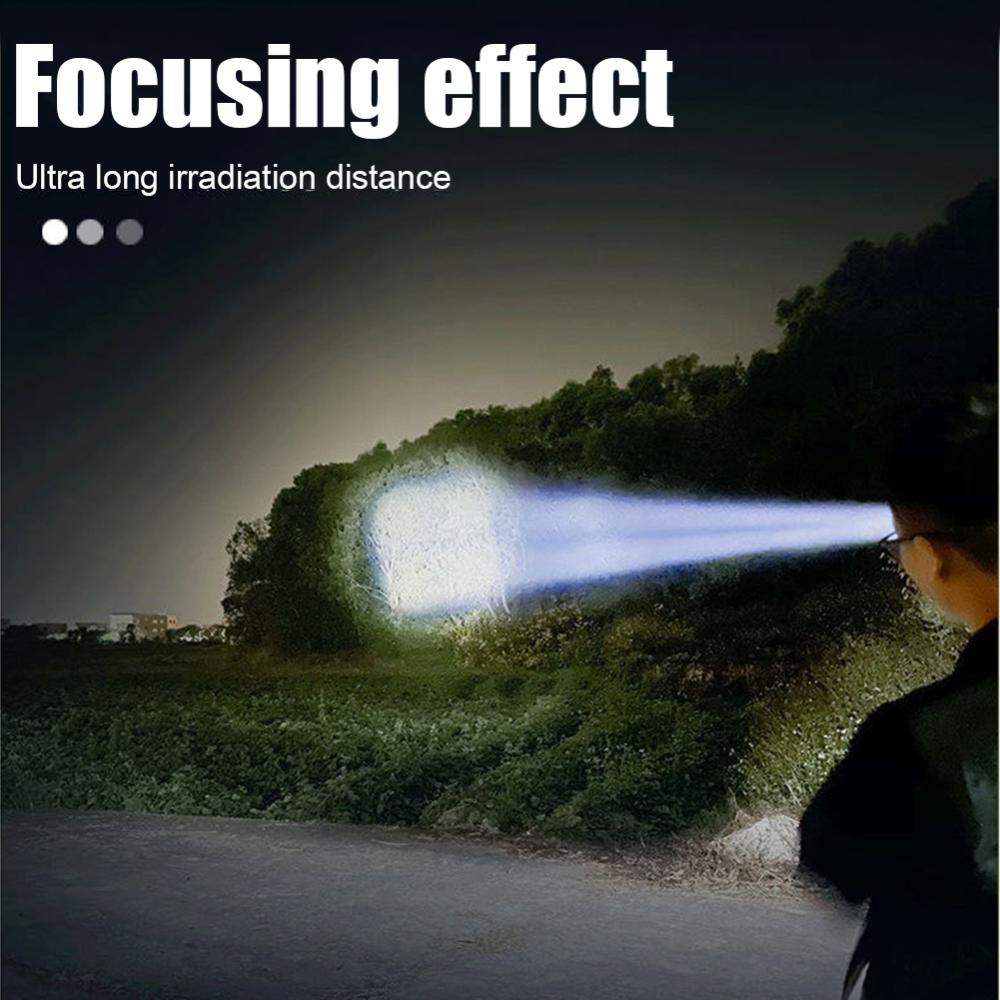 Portable Powerful Flashlight 3 Modes LED Flashlight Telescopic Zoom Camping Lantern USB Rechargeable for Outdoor Working