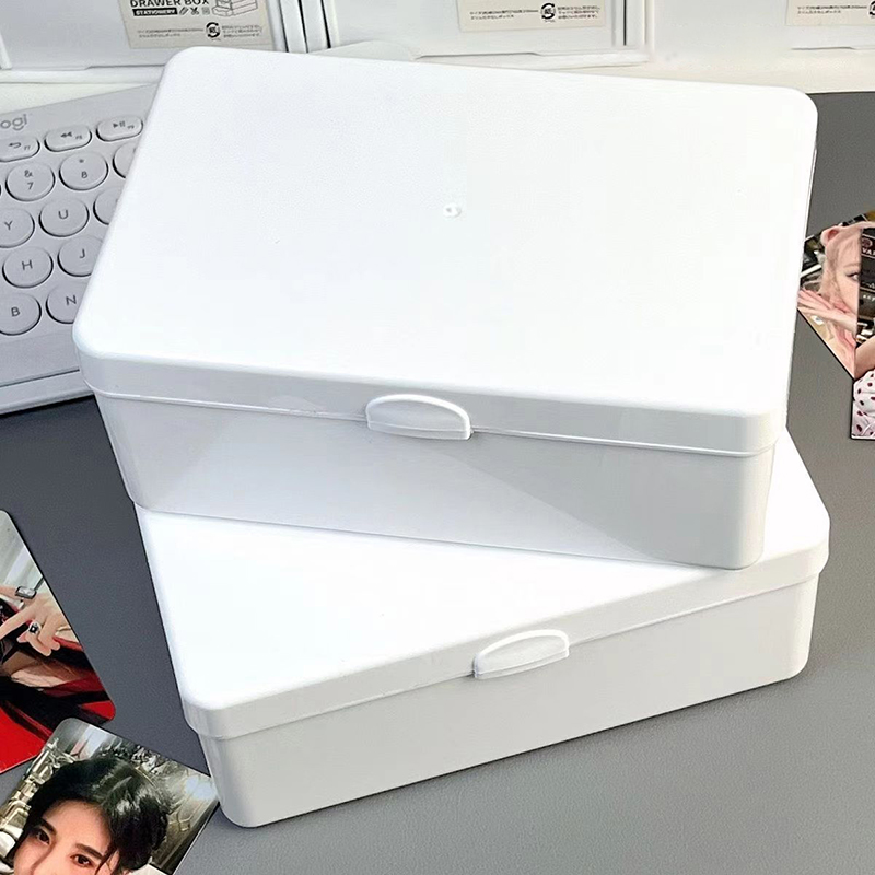 New Transparent Plastic Storage Box Photocards Small Card Storage Box Desk Organizer Box Classification Box Stationery. 