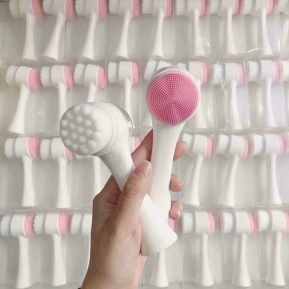 Cọ rửa mặt 2 đầu nhật bản cao cấp - cọ massage rửa mặt silicon 2 đầu thông minh -cọ rửa mặt 2 đầu silicone kunbe, cọ rửa mặt massage 2 đầu 3d mềm mại, tẩy da chết hiệu quả - giao màu ngẫu nhiên