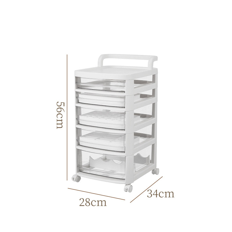 Small trolley storage for home bedrooms, multi-functional movable dustproof cabinets, drawer-type cosmetics storage cabinets