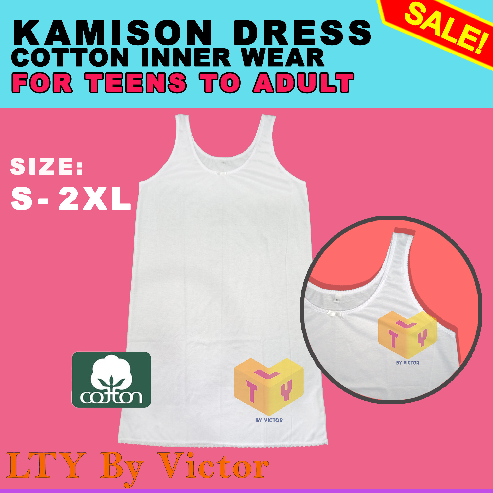 3PCS Kamison Dress Cotton White Inner Wear Camisole for Ladies