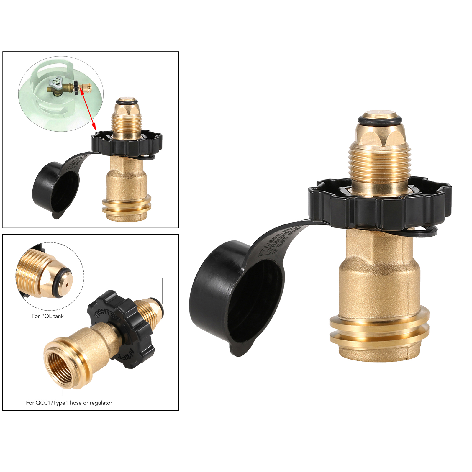Daywolf Propane Tank Adapter Convert POL to QCC1/ Type 1 BBQ Pressure Regulator