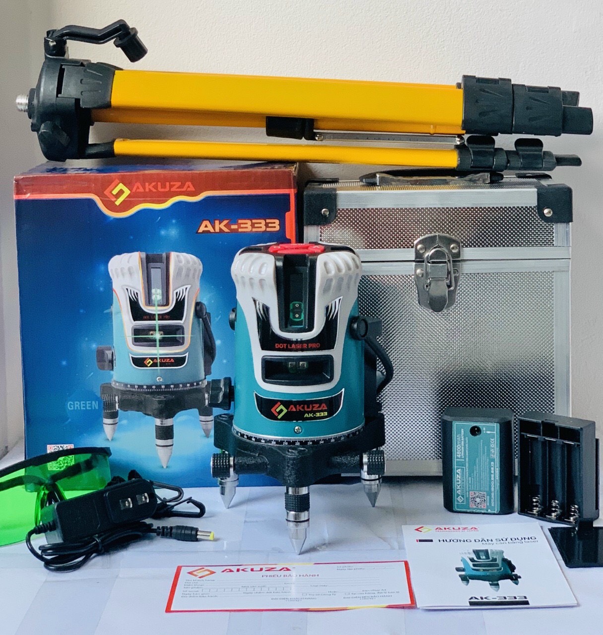 Máy Cân Bằng Laser 5 Tia Xanh AKUZA AK 333 - Máy Cân Mực laze AKUZA AK333- máy bắn cốt cân bằng bảo hành 6 tháng