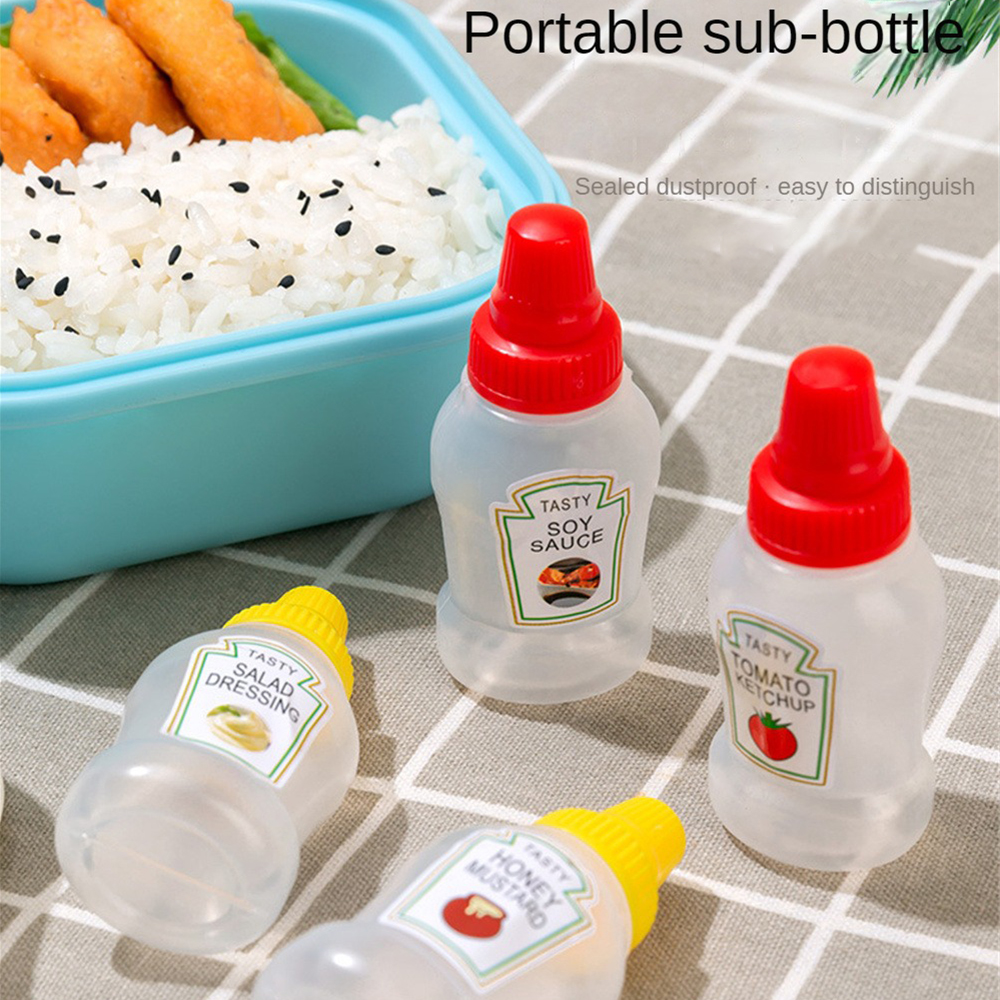 Sunday Alice 4pcs/set Plastic Mini Condiment Squeeze Bottles Portable Salad  Dressing Container Sauce Seasoning Squeeze Bottle