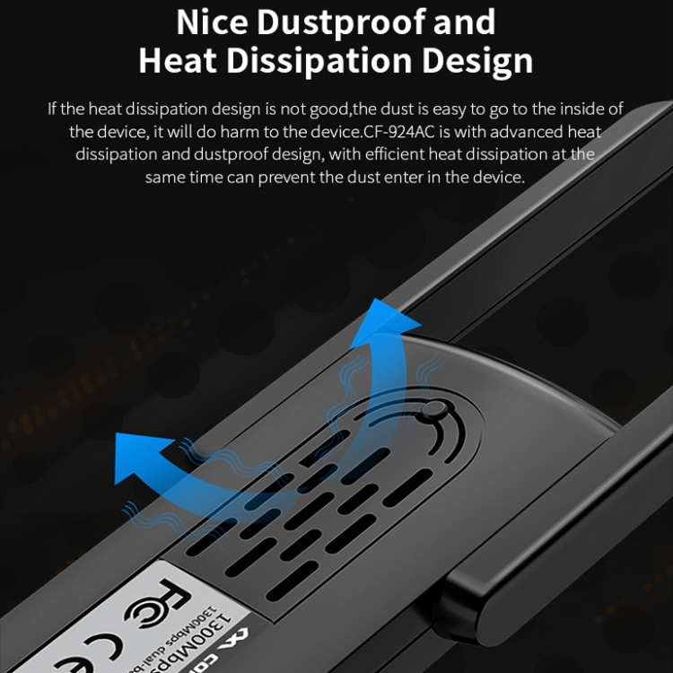 Comfast CF-924AC V2 1200mbps tần số kép Gigabit máy tính USB Bộ thu sóng Wi-Fi công suất cao các mạng không dây (trong kho)