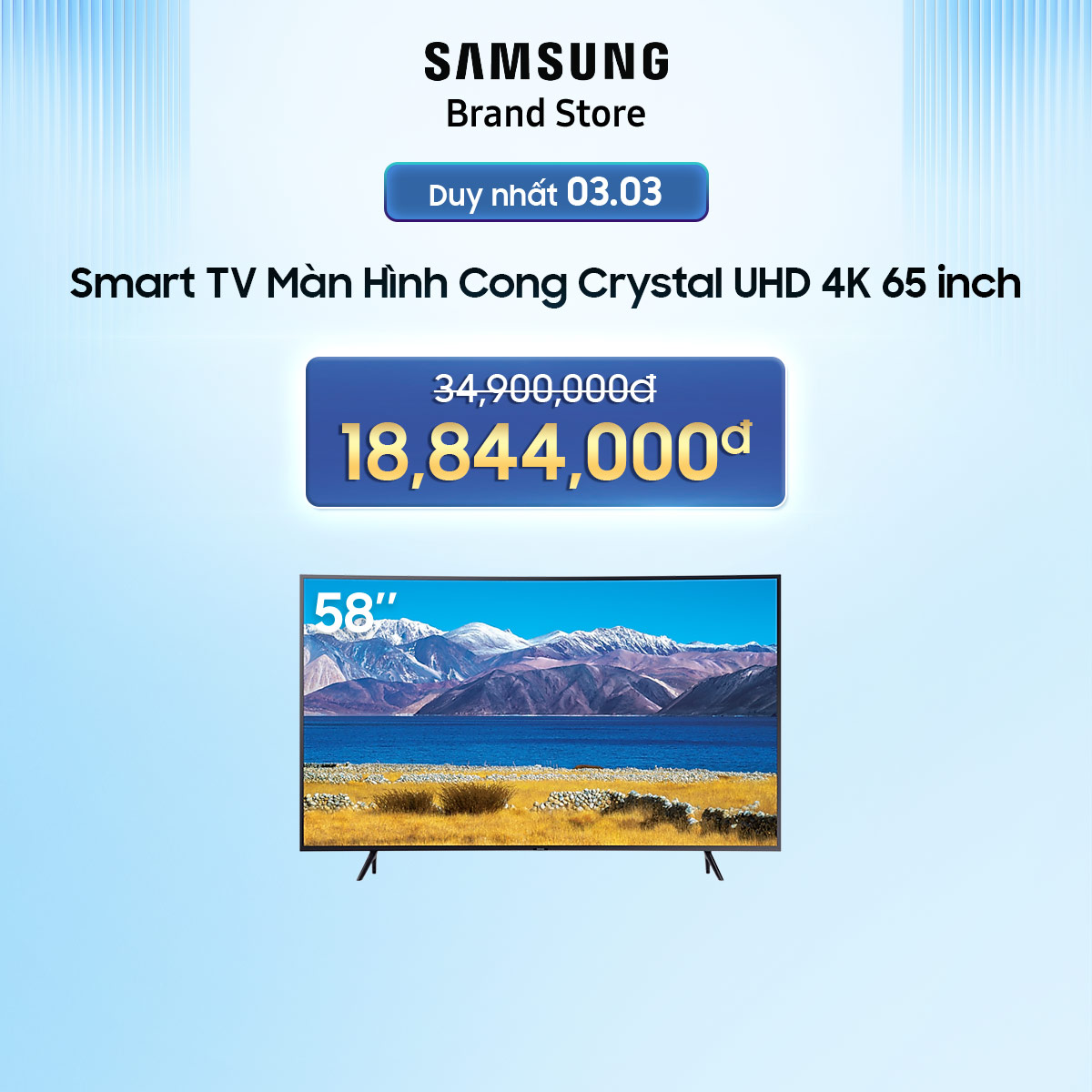 [TRẢ GÓP 0%] Smart TV Màn Hình Cong Samsung Crystal UHD 4K 65 inch TU8300 2020