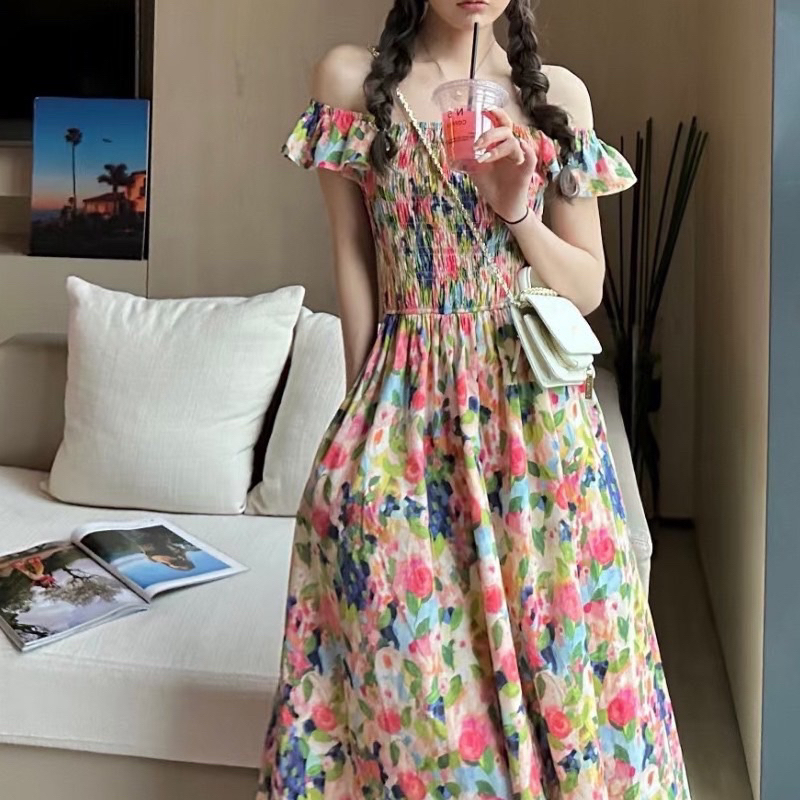 Đầm hoa nhúng nhiều màu đi chơi đi biển xinh xắn nổi bật