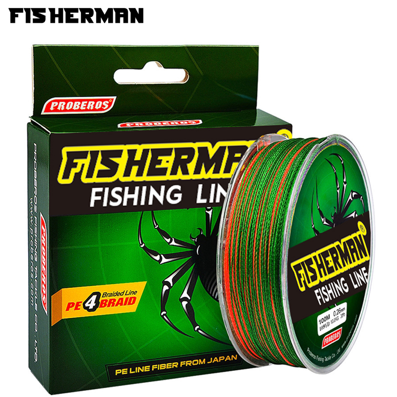 Fisherman Proberos 4 Stands Multi-Colors 100M PE Braided Fishing Line 10LB  15LB 20LB 25LB 30LB 35LB 40LB 50LB 0.4-10.0 PE Fishing Lines Fishing Wires