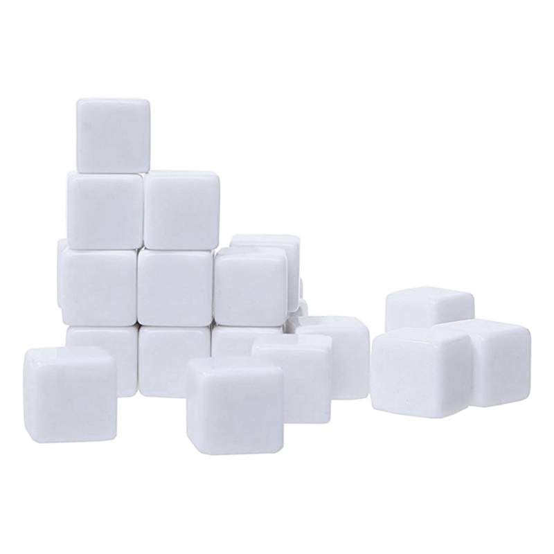 16MM White Acrylic Cubes Blank Dice for ,Math Counting Teaching,Alphabet Numbers Custom Dice Making,48PCS