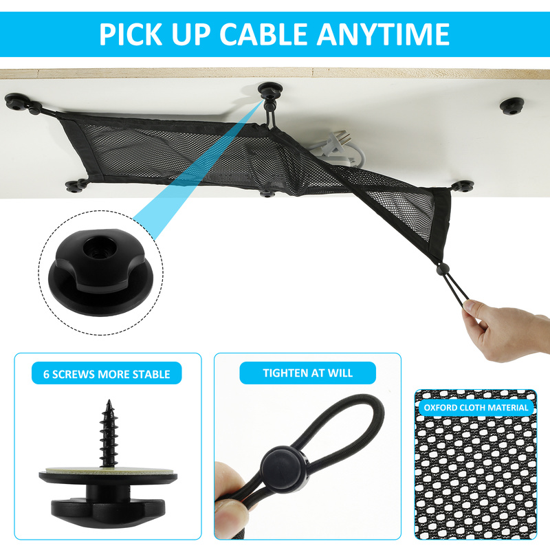Everso Cable Management Net Large Capacity Flexible Adjustable Wire Organizer Net Under Desk Mesh Cord Organizer Cable Management Net Flexible Cable Management Net