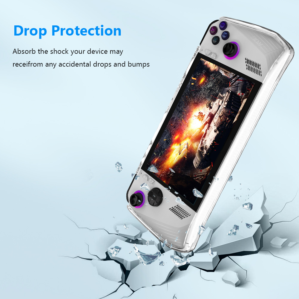 Silicone/TPU Protective Cover with Bracket Game Console Full Cover Shockproof Replacement Accessories for Asus Rog Ally