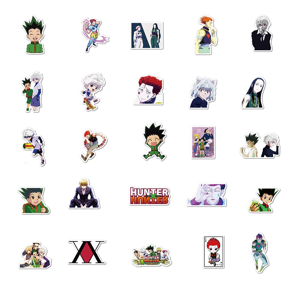 Bộ 50 miếng dán PVC chống nước in hình Hunter x Hunter