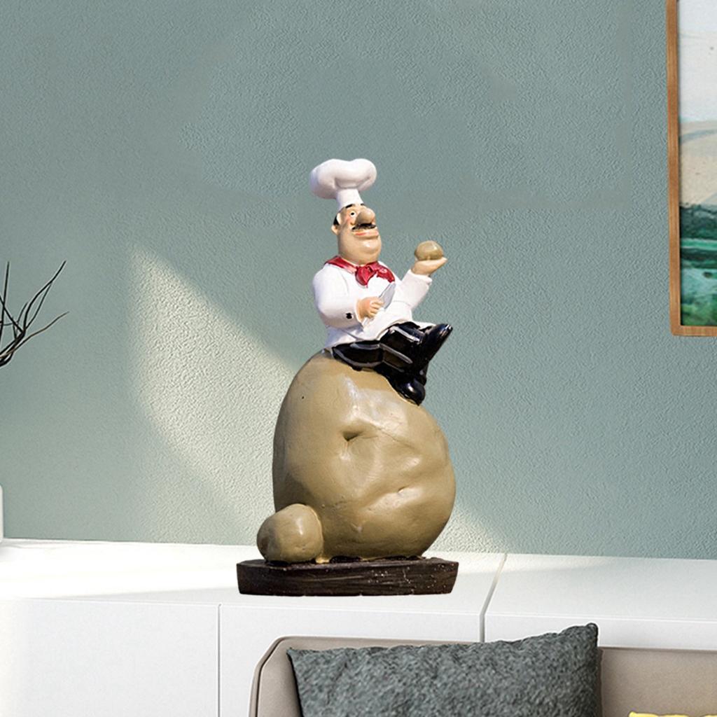 ZYLightt Creative Resin Chef Figurine Statue Model Cooking Kitchen Cafe Table Decor