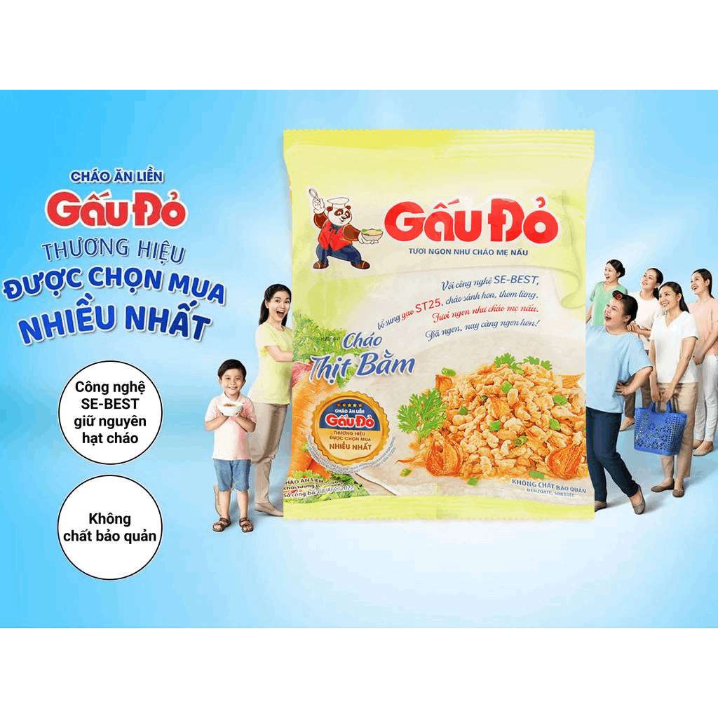 5 Gói Cháo gấu đỏ thịt bằm gói 50g