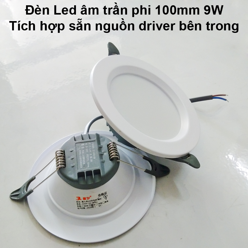 Đèn Led âm trần trực tiếp 220V phi 100mm 9W