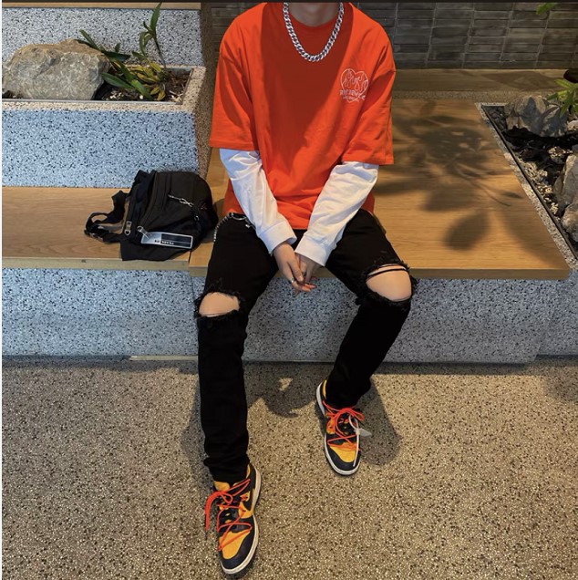 [HÌNH THẬT] QUẦN JEANS NAM ĐEN RÁCH BASIC CAO CẤP CO GIÃN GIÁ RẺ ĐEN03