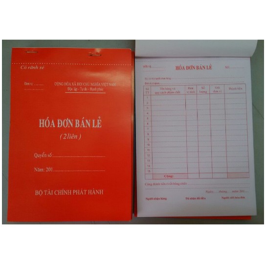 Hóa đơn bán lẻ A5/ A4 ( loại 1 liên/ 2 liên/ 3 liên)