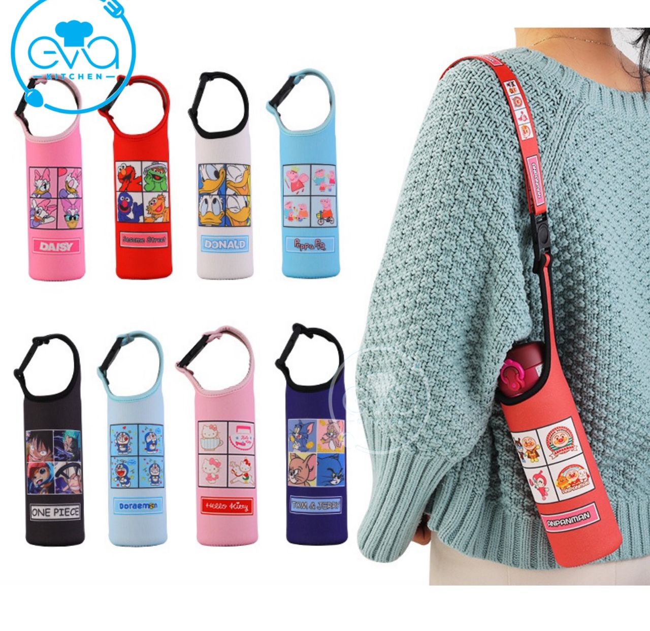 [HCM]Túi Giữ Nhiệt In Hình Hoạ Tiết 500 Ml Có Quai Xách Và Dây Đeo 2 Trong 1 Tiện Dụng M2529