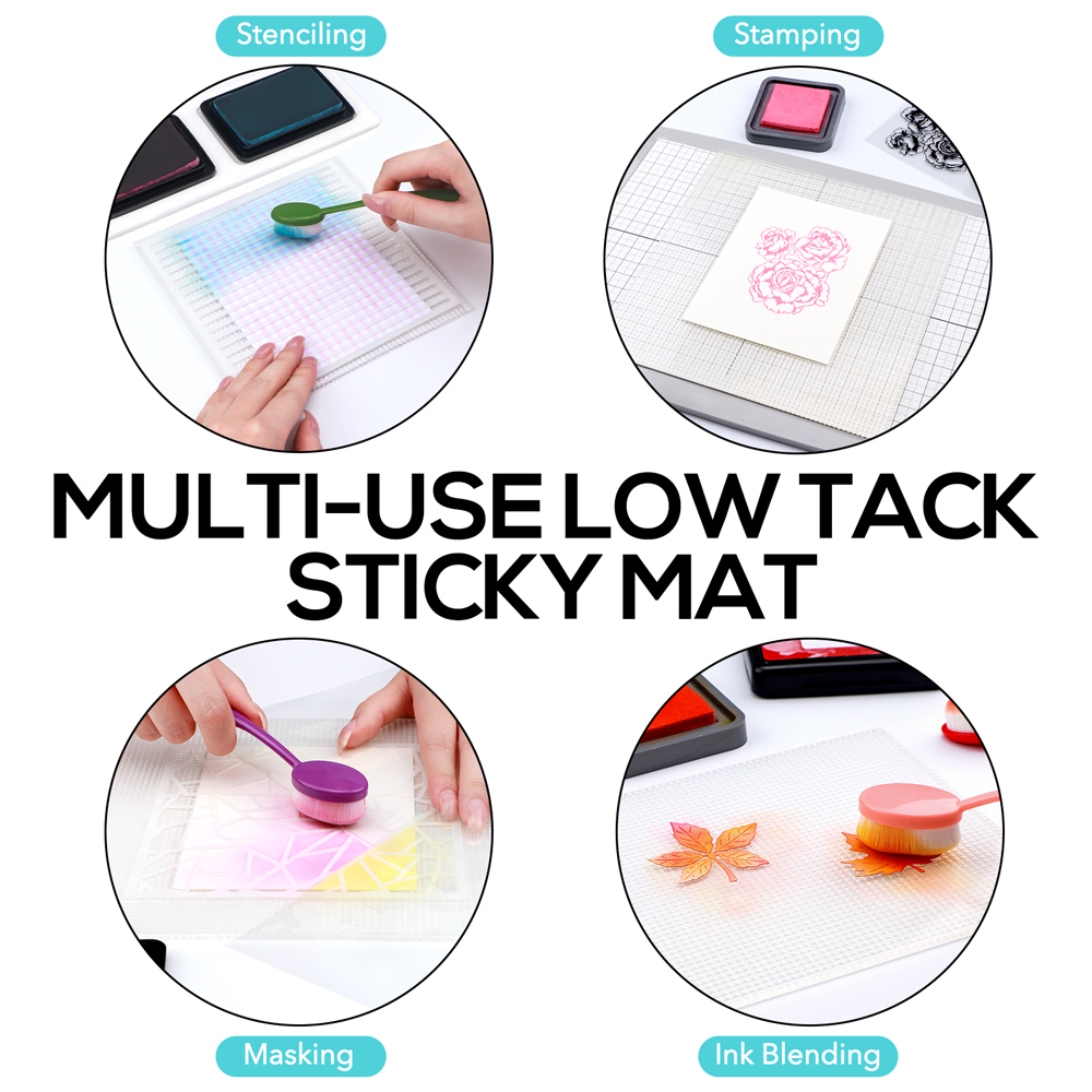 Tacky Ink Low Tack Sticky Mat with Grid for Stamping Stenciling Ink Blending ...