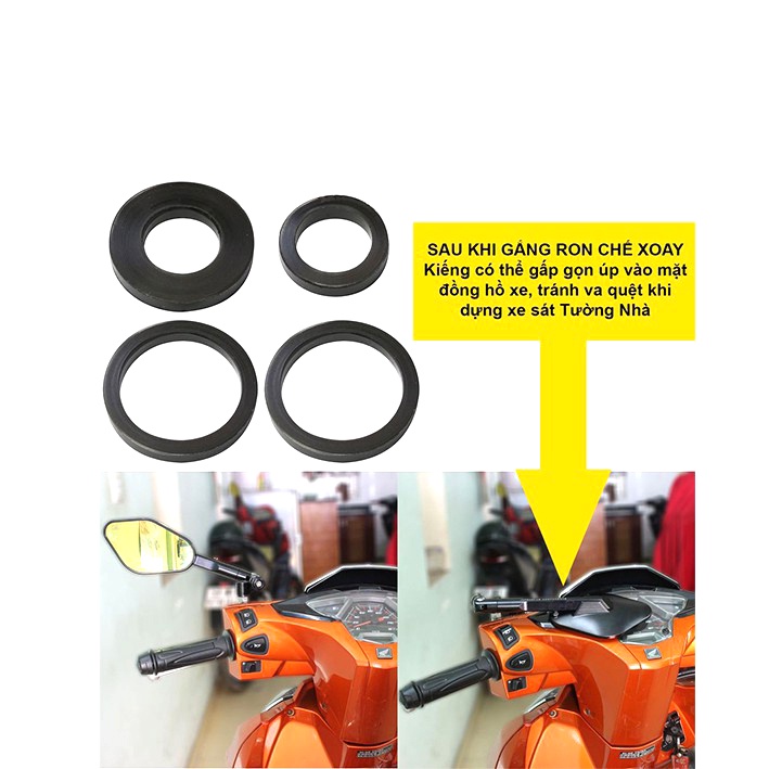 kính chiếu hậu xe máy kiểu rizoma 5 cạnh kèm chế xoay 360 độ có ốc và lục giác