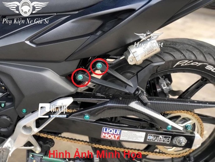 Combo 4 ốc titan gr5 8li25 đầu salaya gắn gác chân sau raider, satria, sonic, exciter, winner v1, winner x v2, v3 ms5023