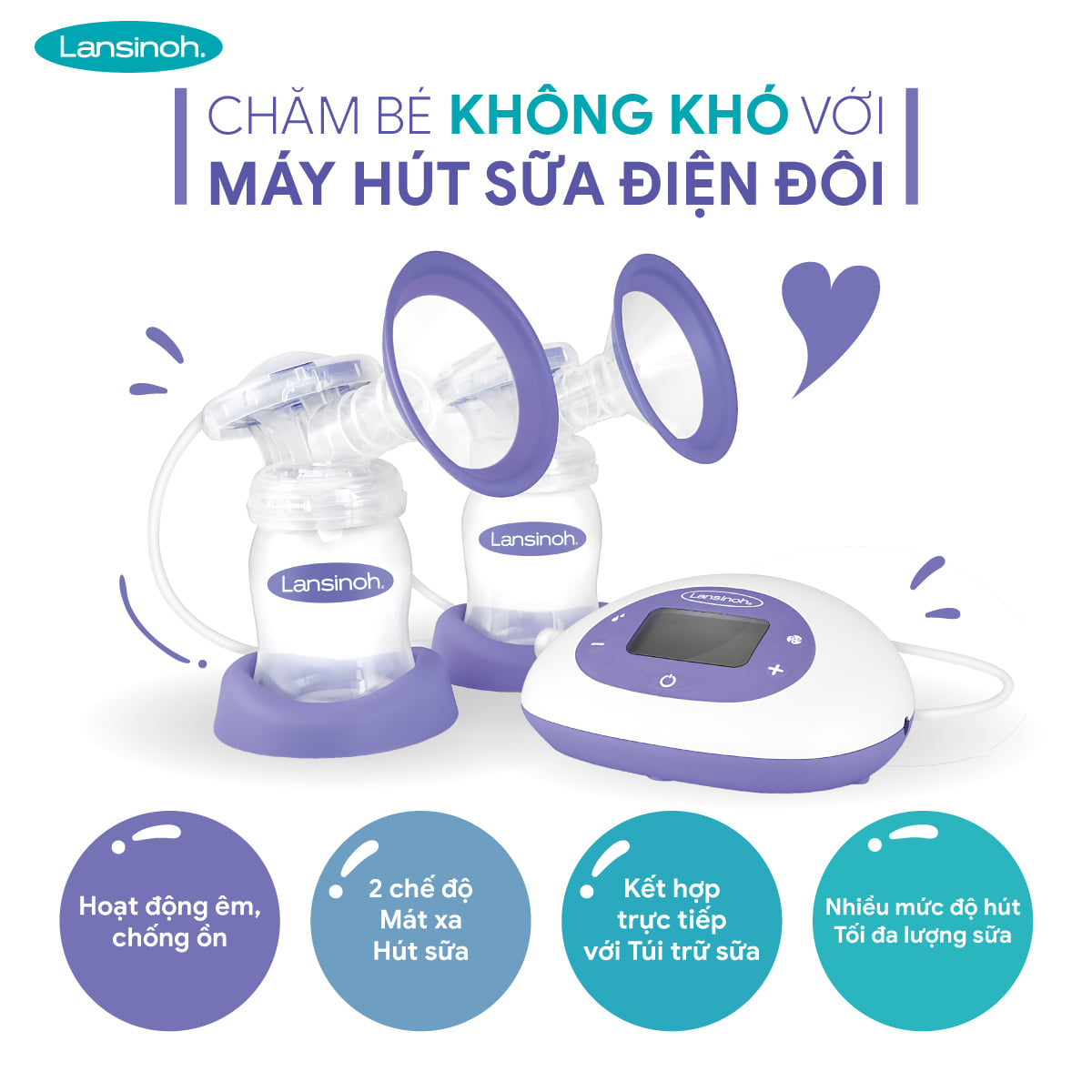Máy hút sữa điện đôi thông minh Lansinoh [HSD 07/2024]