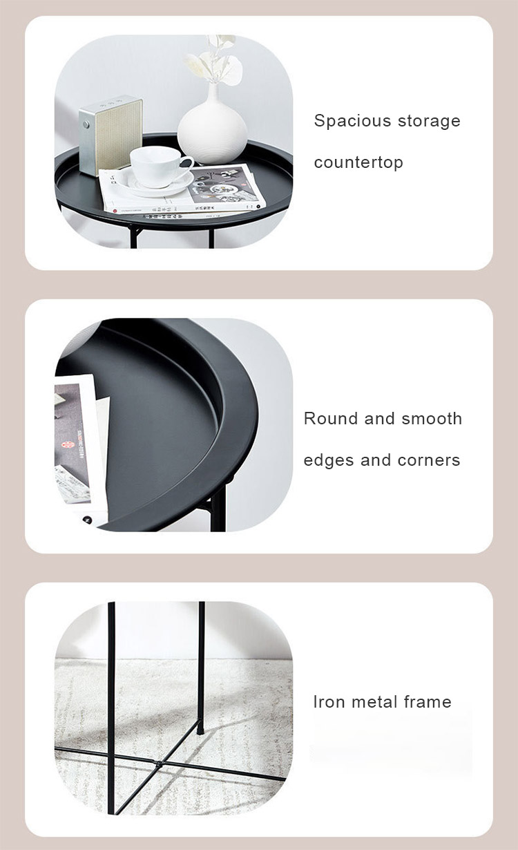 Multi-functional round table Mini folding tray table Simple creative sofa coffee table Bedroom small round table