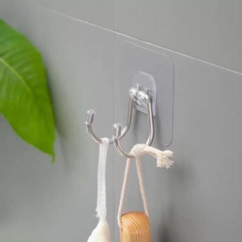 Móc gắn tường, mô hình Móc Đôi mà không cần đấm và móc dính, thuận tiện và bền