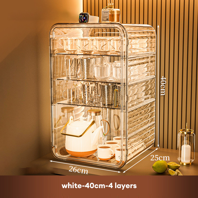 YONUO Tea cup holder, tea tray, water cup tray, home living room coffee table, tea set, tea cup, storage cabinet, double storage box
