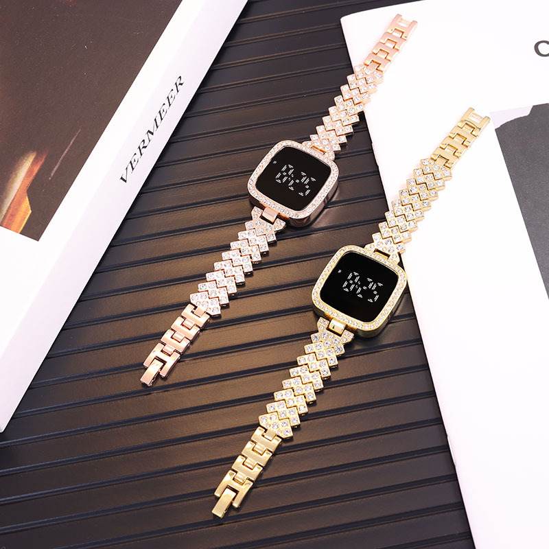 Elegant Luxury Full Diamond Touch Screen Ladies Watch With Box.