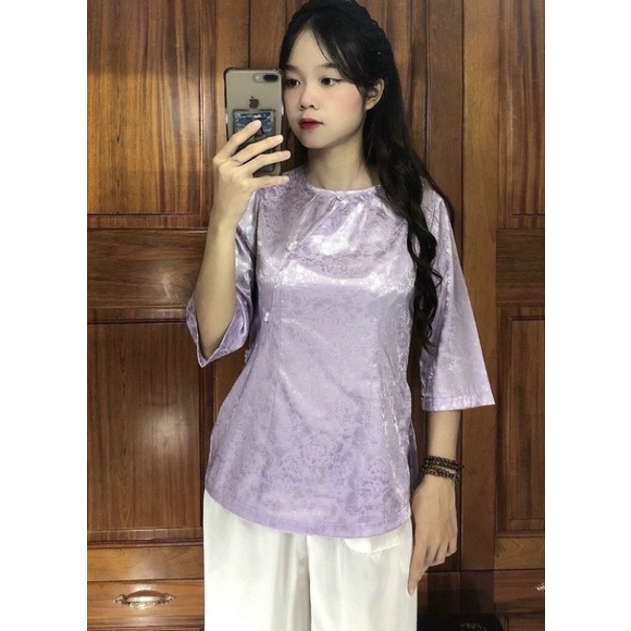 Đồ Lam Đi Chùa # Cài Xéo Ngọc
