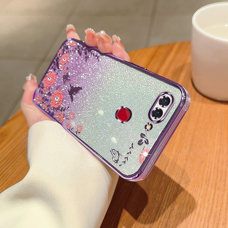 For oppo r15 pro phone case glitter bling flower butterfly soft protective back cover for oppo r15 pro case girls