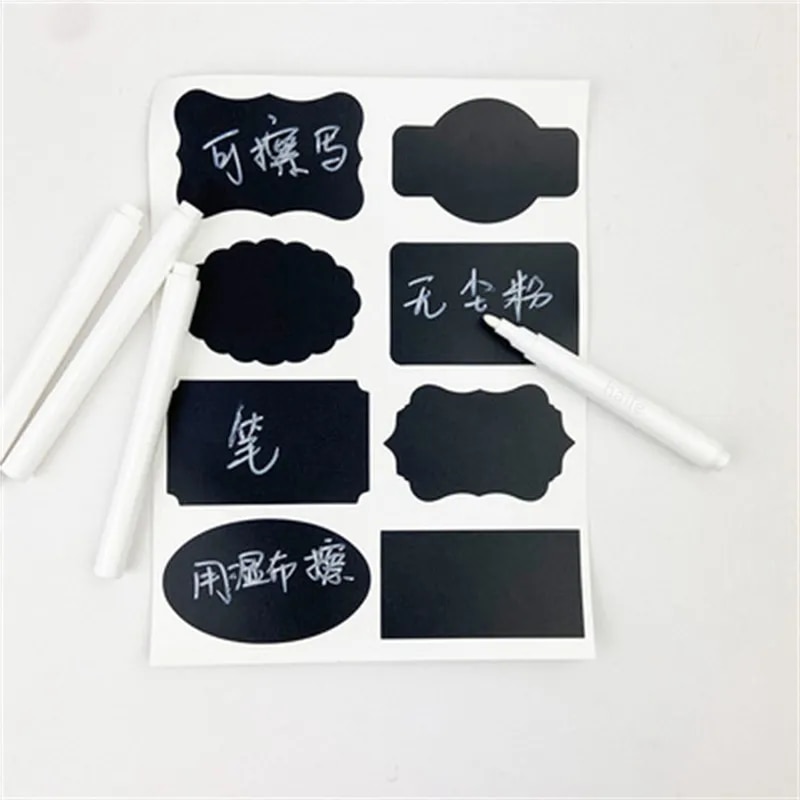 Haile 10-100 s Waterproof Chalkboard Labels Spice Organizer Label for Household Kitchen Jars Blackboard Stickers With White Pen. 