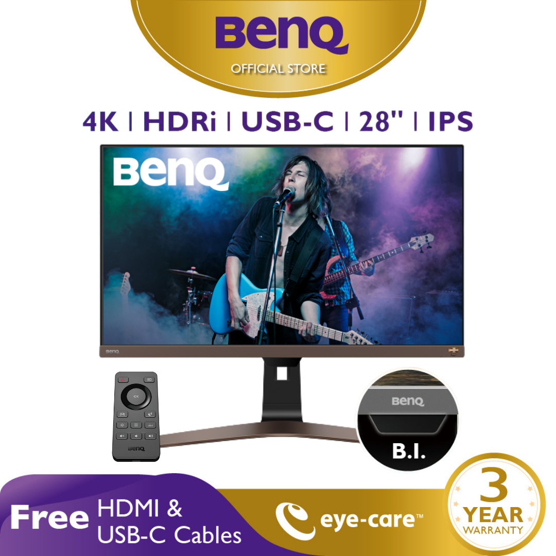 Màn hình máy tính BenQ EW2880U 28″ 4K UHD HDRi IPS USB Type C tích hợp loa công nghệ bảo vệ mắt cho xem phim xem bóng đá giải trí cá nhân