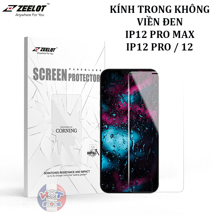 Kính cường lực full trong zeelot 2.75d pureshield iphone 12 pro max / 12 pro / 12 không viền đen